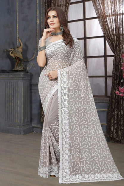 Dusty Grey Colour Georgette Saree SD1090961