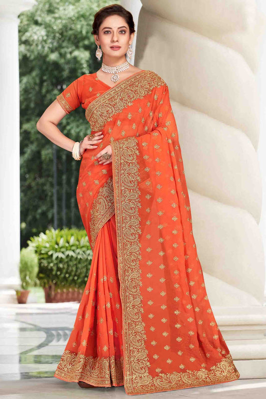 Dusty Orange Colour Georgette Designer Saree SD1121130
