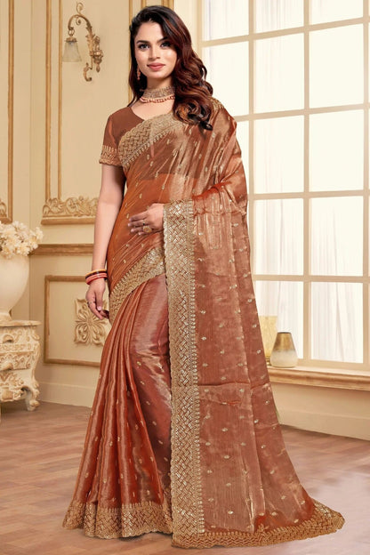 Dusty Peach Colour Burberry Silk Designer Saree SD1121847