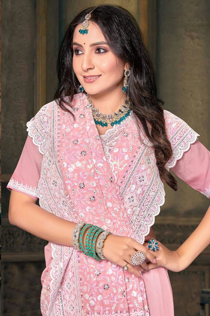 Dusty Peach Colour Georgette Designer Saree SD1091219 A