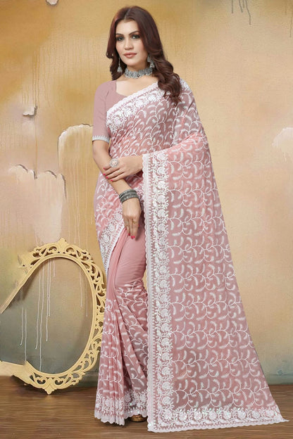 Dusty Peach Colour Georgette Saree SD1090924