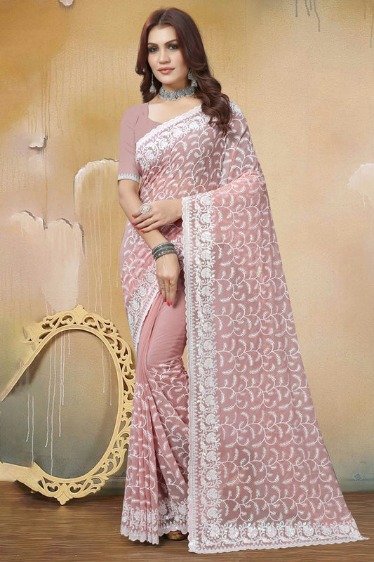 Dusty Peach Colour Georgette Saree SD1090924
