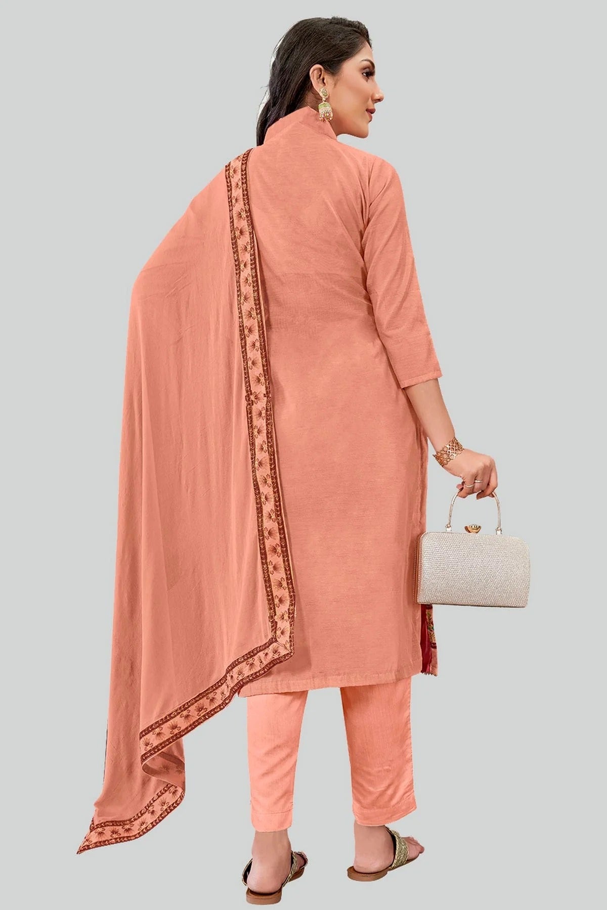 Dusty Pink Colour Chanderi Silk Pant Style Suit SM1110598 A