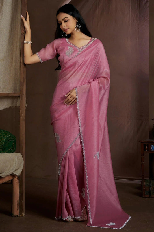 Dusty Pink Colour Crush Silk Designer Saree SD1121918