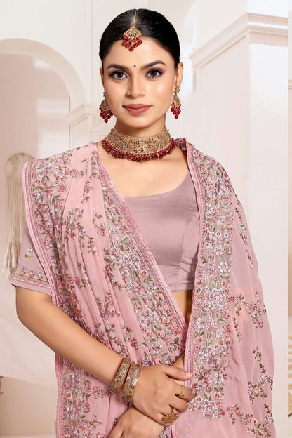 Dusty Pink Colour Georgette Designer Saree SD1091185 A