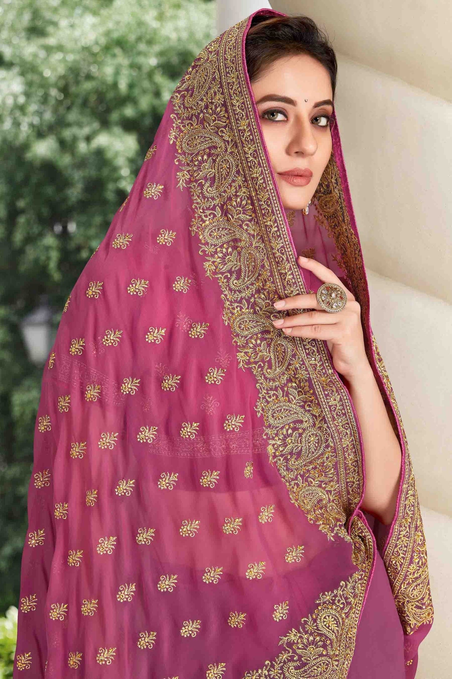 Dusty Pink Colour Georgette Designer Saree SD1121131 A