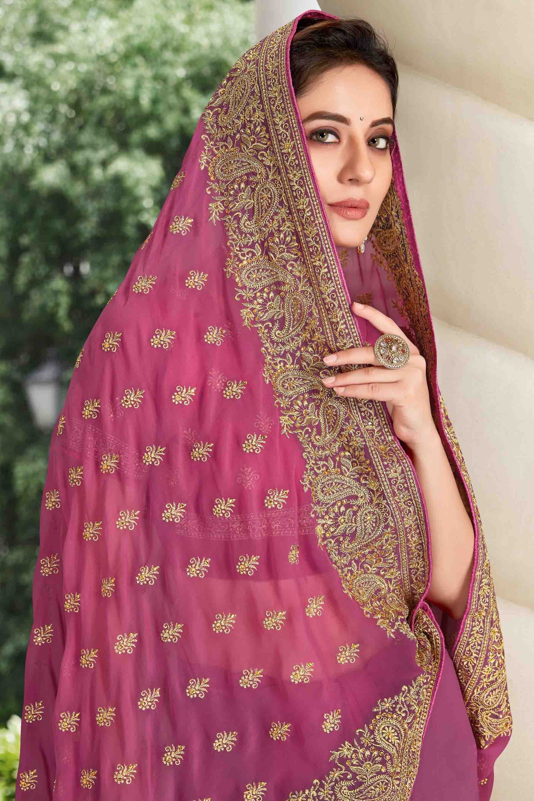 Dusty Pink Colour Georgette Designer Saree SD1121131 A