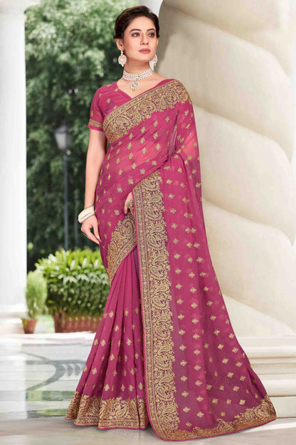Dusty Pink Colour Georgette Designer Saree SD1121131