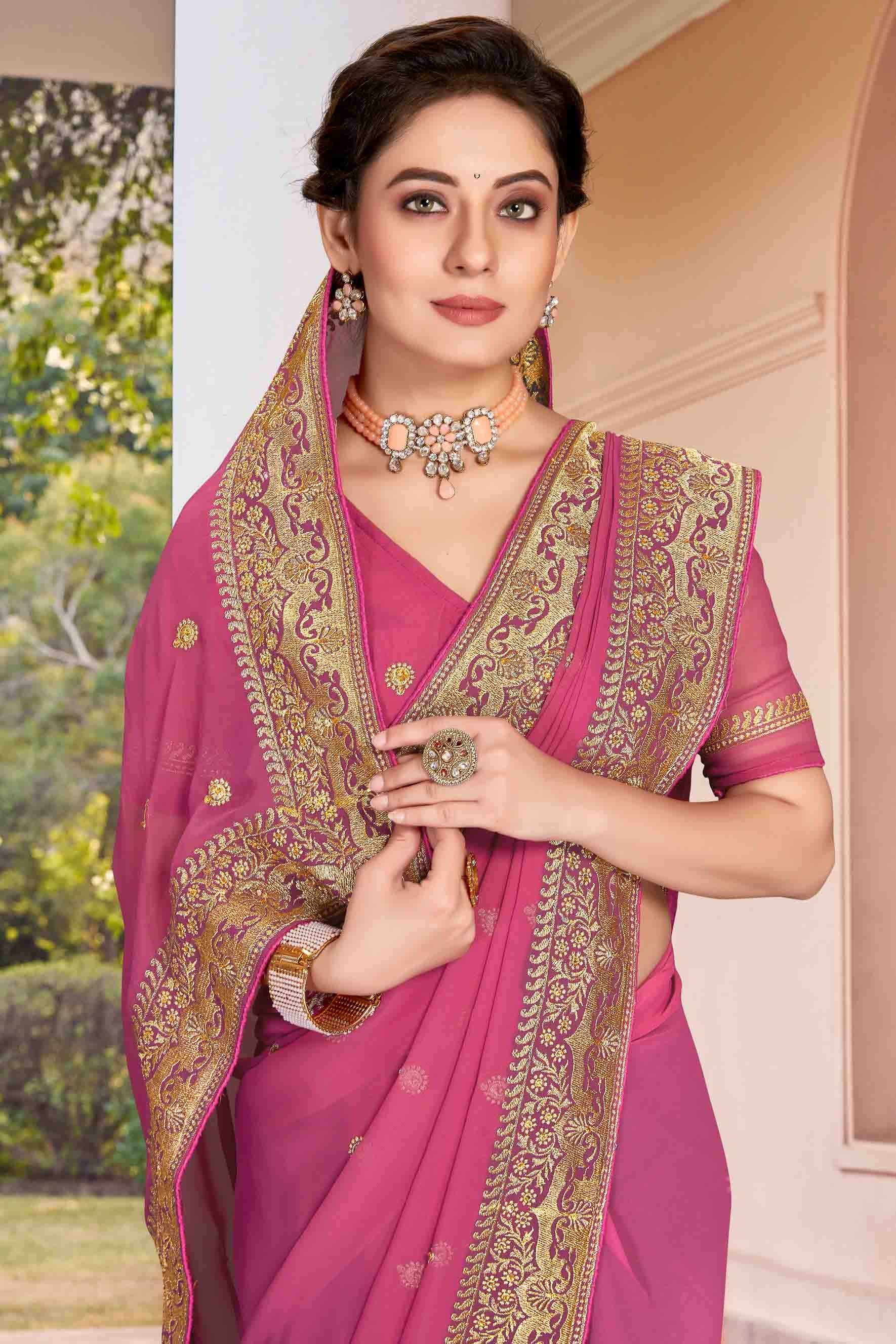 Dusty Pink Colour Georgette Designer Saree SD1121141 A
