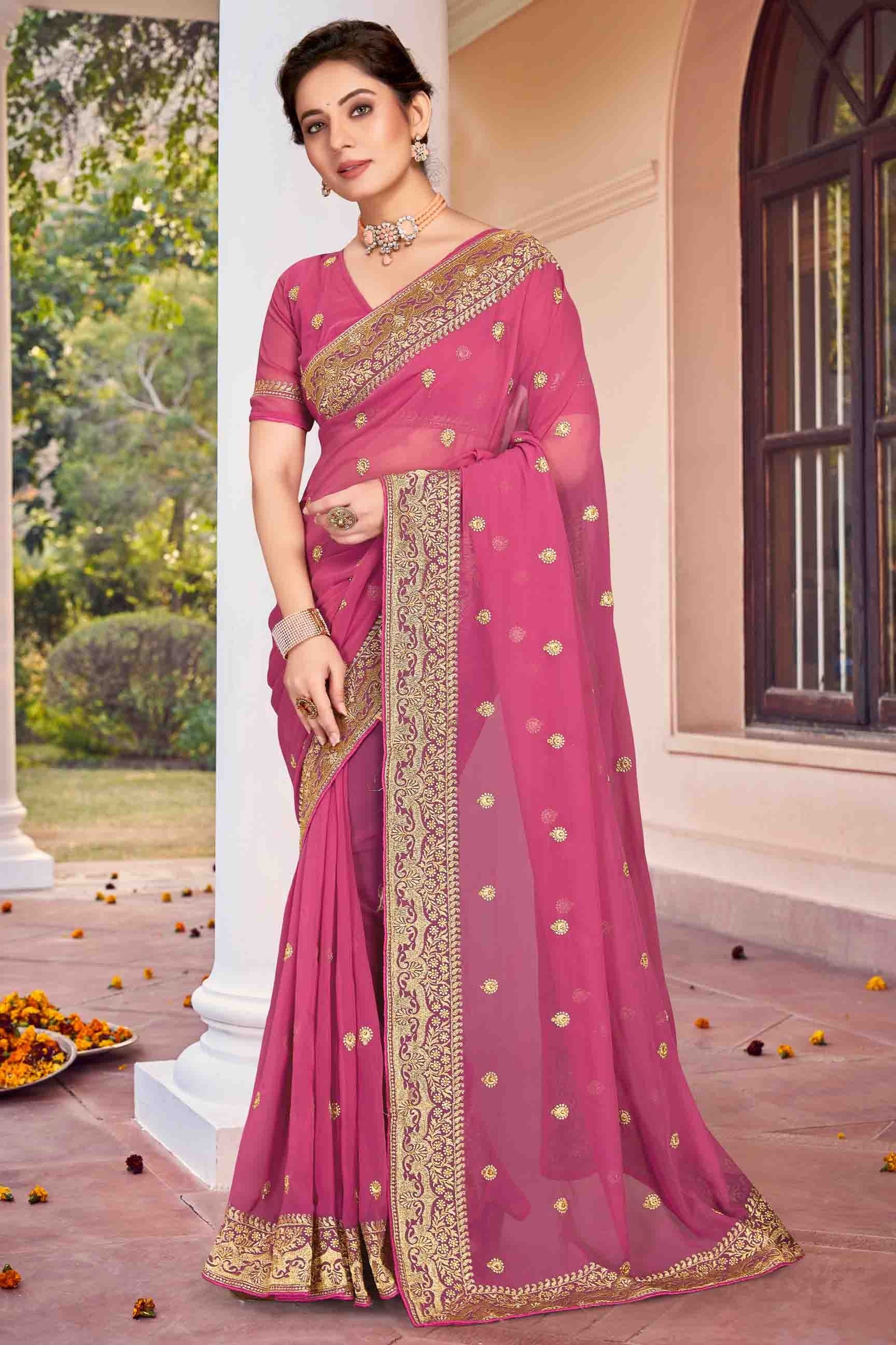 Dusty Pink Colour Georgette Designer Saree SD1121141