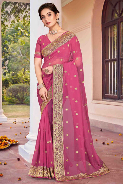 Dusty Pink Colour Georgette Designer Saree SD1121141