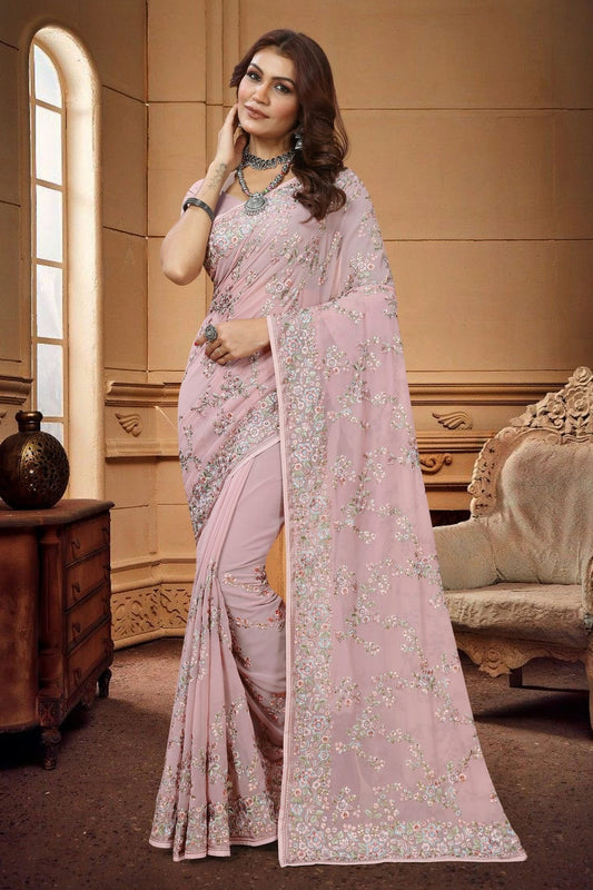 Dusty Pink Colour Georgette Saree SD1090940