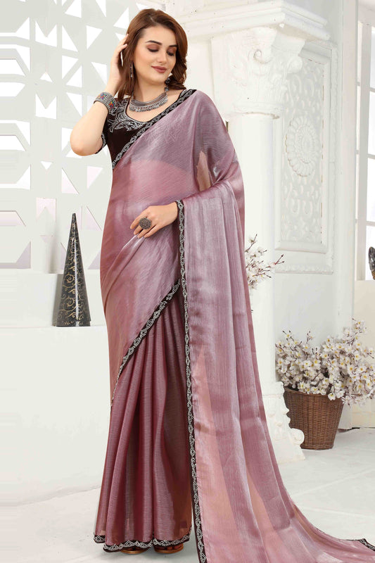 Dusty Pink Colour Jimmy Choo Crush Designer Saree SD1121109