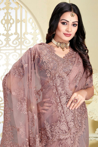 Dusty Pink Colour Net Saree SD1090816 A