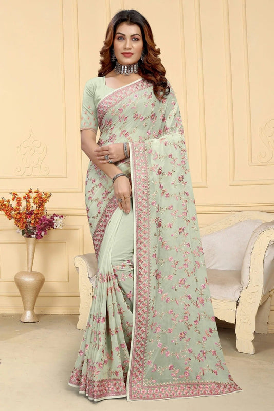 Dusty Pista Green Colour Georgette Saree SD1091041