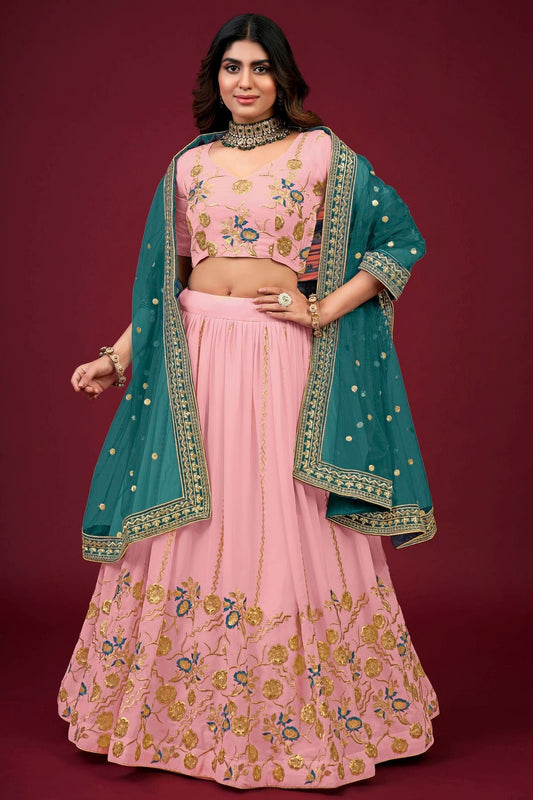 Faux Georgette Designer Lehenga Choli In Baby Pink Colour LC1270031 A