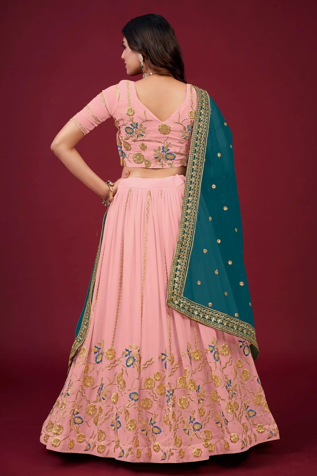 Faux Georgette Designer Lehenga Choli In Baby Pink Colour LC1270031 B