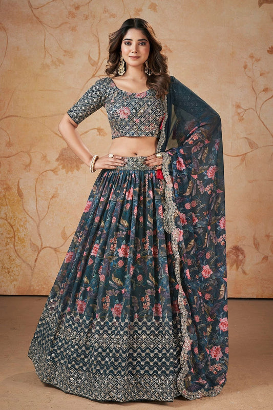 Faux Georgette Designer Lehenga Choli In Blue Colour LC1270088 A