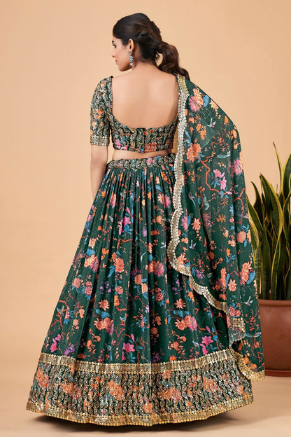 Faux Georgette Designer Lehenga Choli In Green Colour LC1270028 B