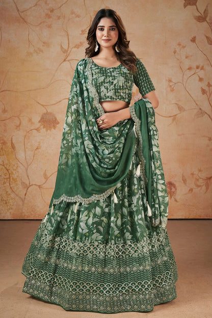 Faux Georgette Designer Lehenga Choli In Green Colour LC1270090 A