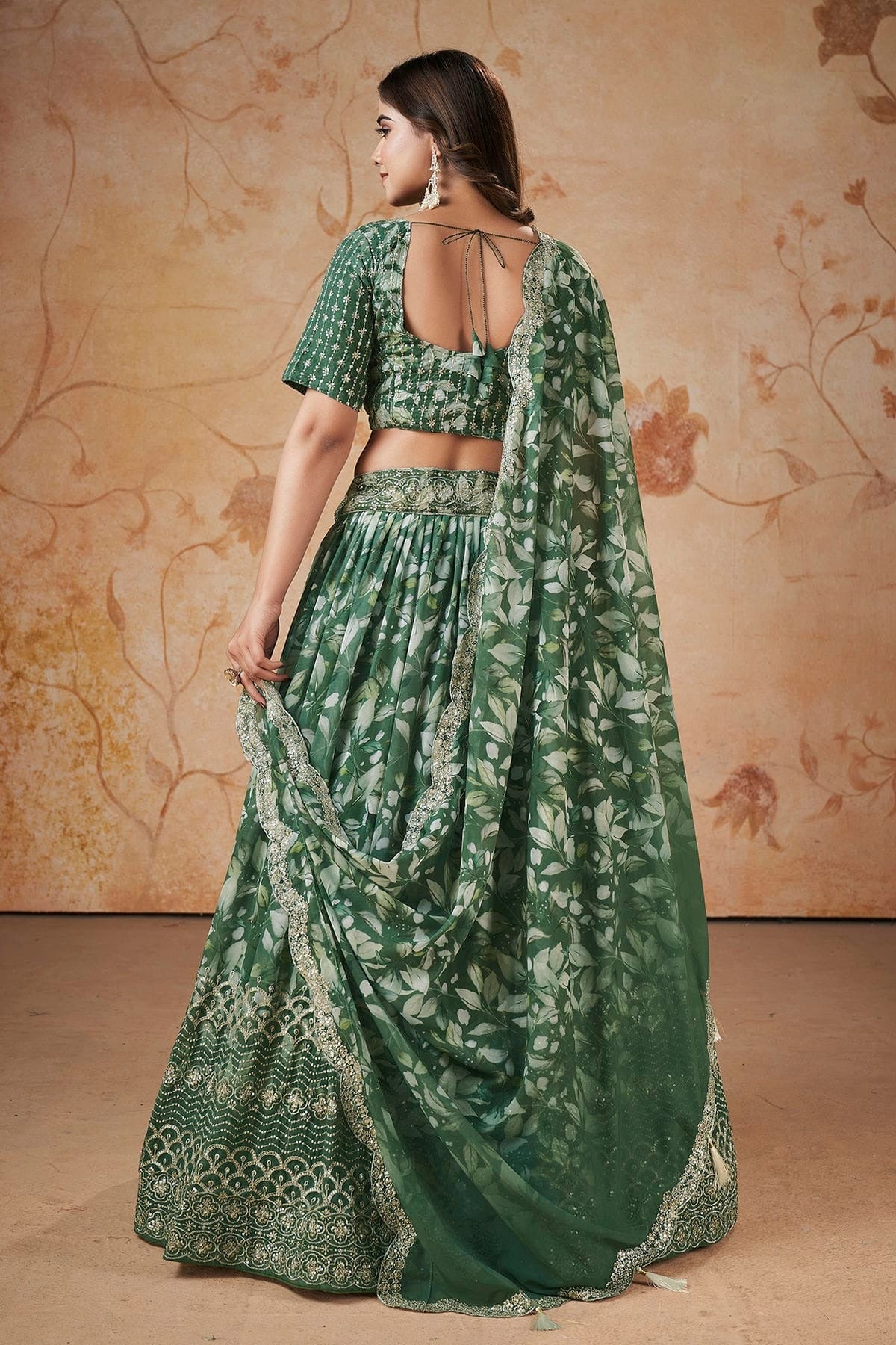 Faux Georgette Designer Lehenga Choli In Green Colour LC1270090 B