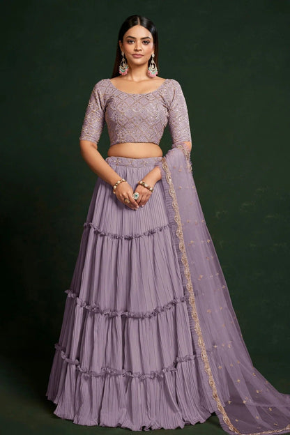 Faux Georgette Designer Lehenga Choli In Light Purple Colour LC1270068 A