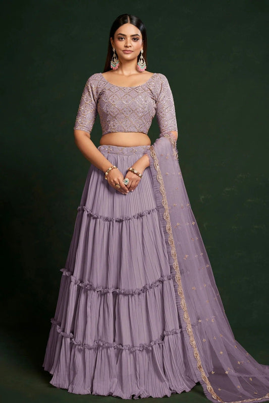 Faux Georgette Designer Lehenga Choli In Light Purple Colour LC1270068 A
