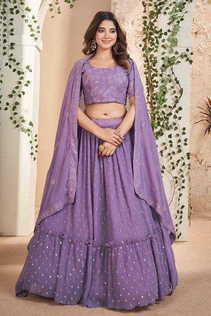 Faux Georgette Designer Lehenga Choli In Light Purple Colour LC1270081 A