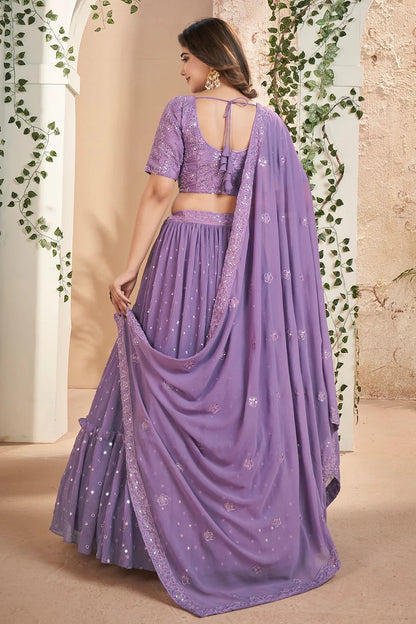 Faux Georgette Designer Lehenga Choli In Light Purple Colour LC1270081 B