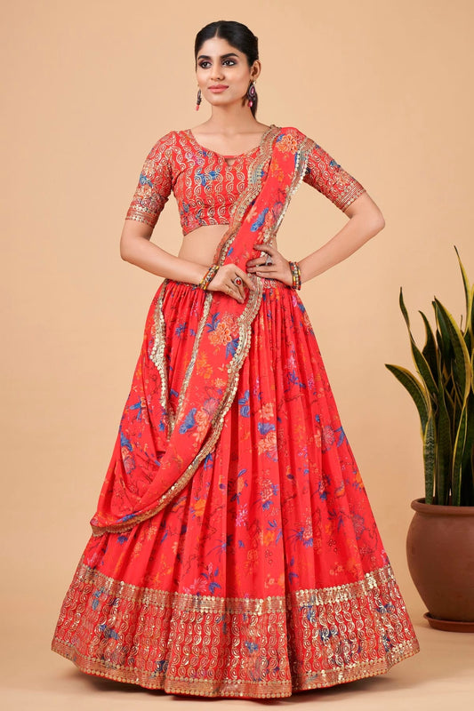 Faux Georgette Designer Lehenga Choli In Light Red Colour LC1270026 A