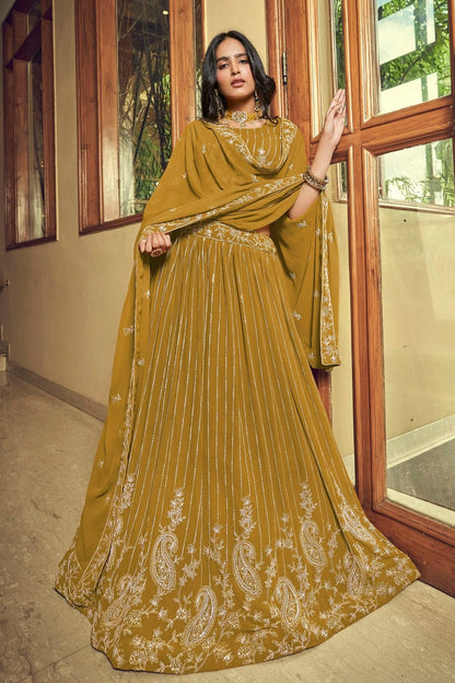 Faux Georgette Designer Lehenga Choli In Mustard Colour LC1270023 A