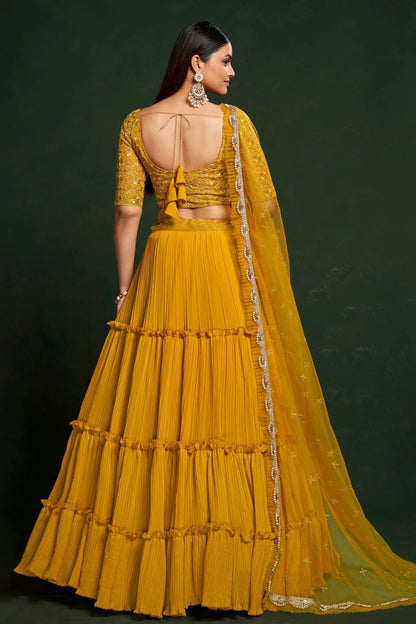 Faux Georgette Designer Lehenga Choli In Mustard Colour LC1270066 B