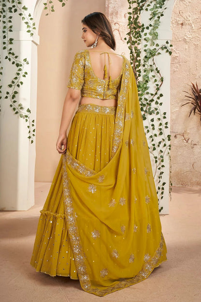 Faux Georgette Designer Lehenga Choli In Mustard Colour LC1270083 B