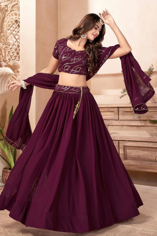 Faux Georgette Designer Lehenga Choli In Purple Colour LC1270006 A