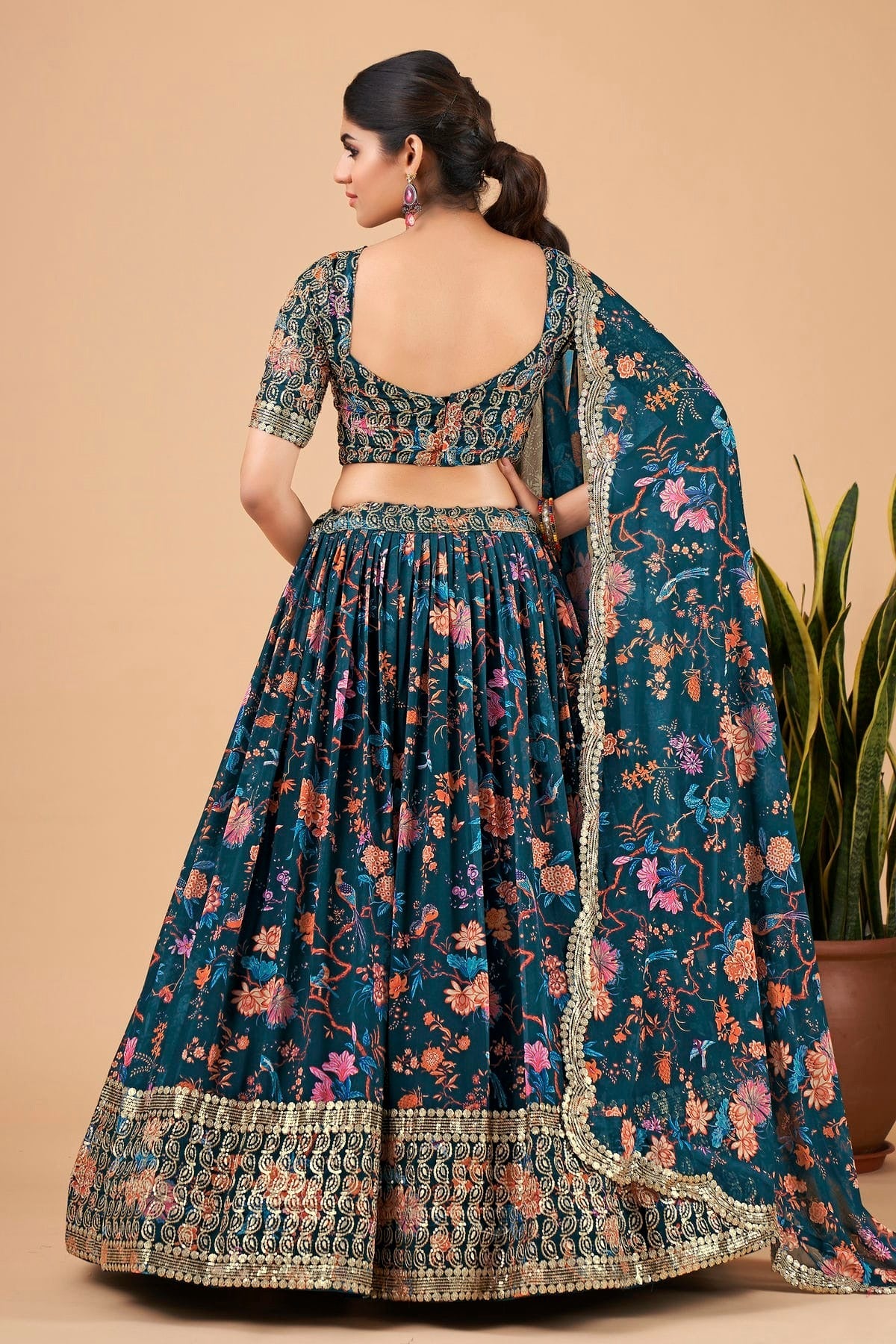 Faux Georgette Designer Lehenga Choli In Teal Blue Colour LC1270027 B