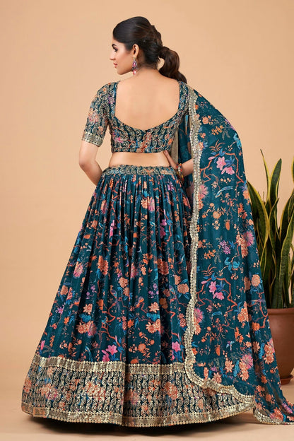 Faux Georgette Designer Lehenga Choli In Teal Blue Colour LC1270027 B