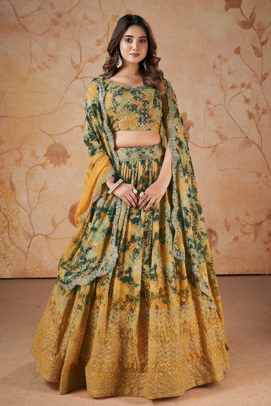 Faux Georgette Designer Lehenga Choli In Yellow Colour LC1270086 A