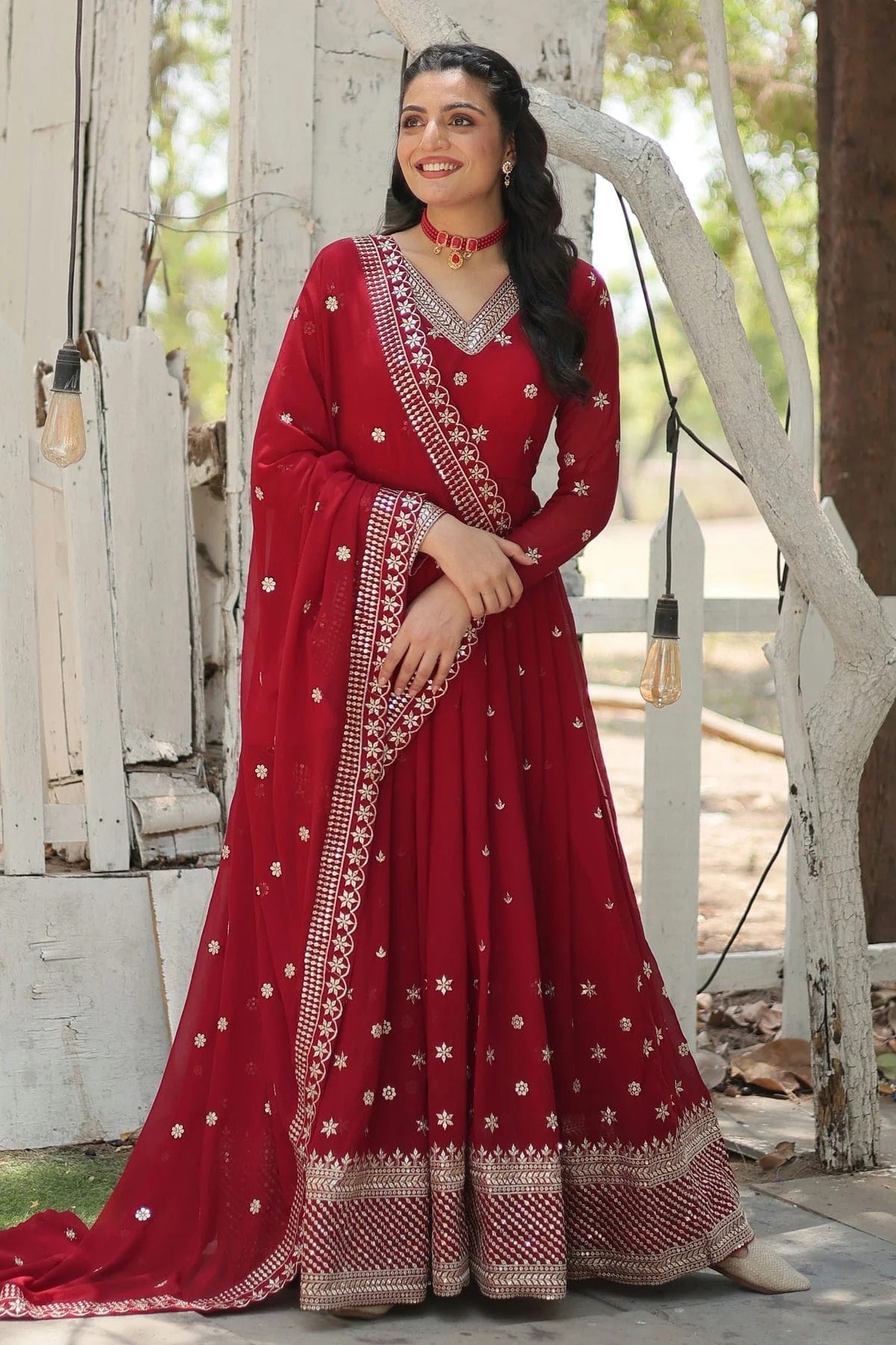 Faux Georgette Readymade Long Gown GW1110543