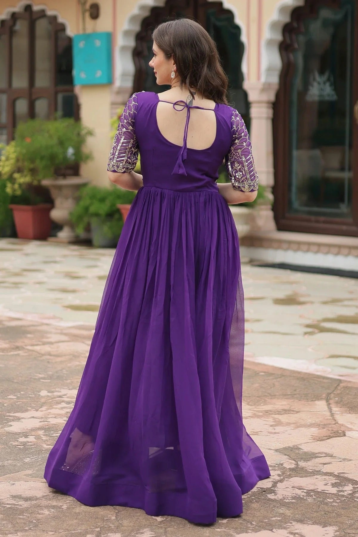 Faux Georgette Readymade Long Gown GW1110546 A