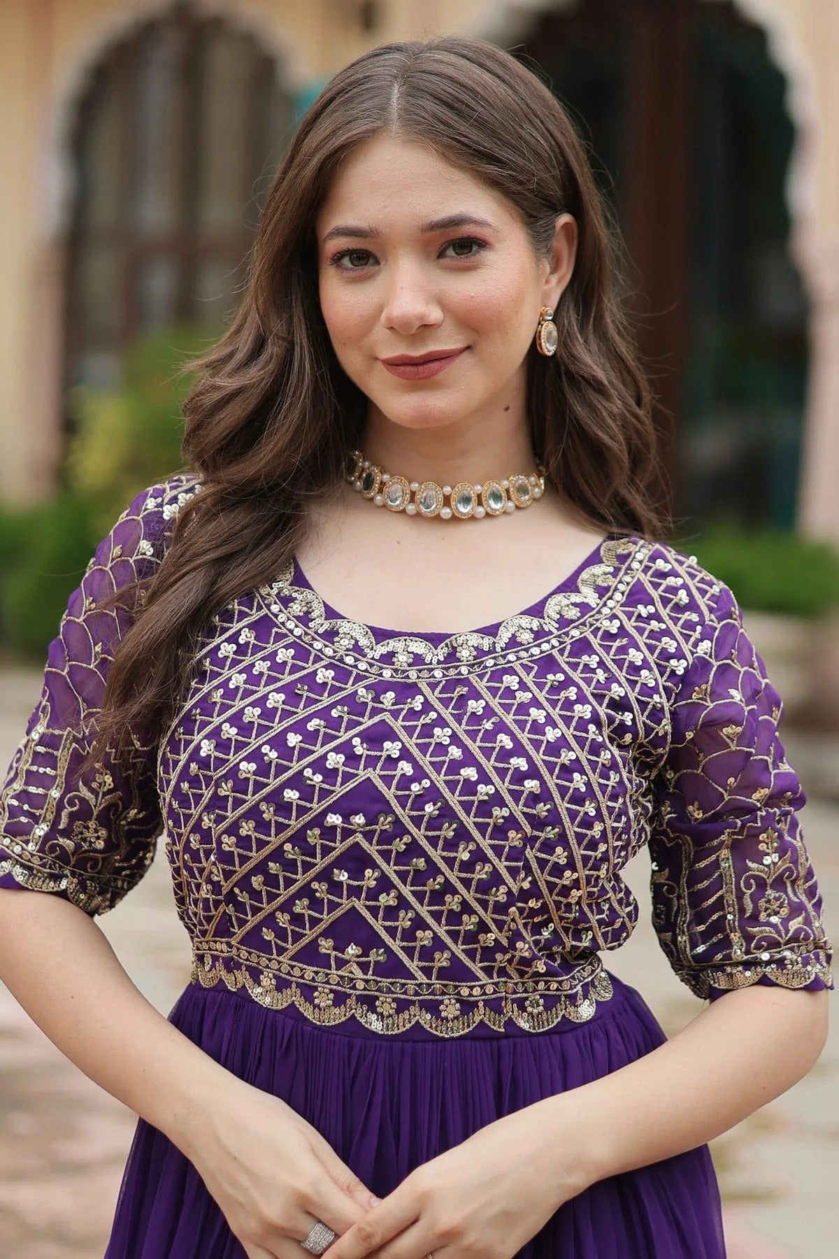 Faux Georgette Readymade Long Gown GW1110546 B