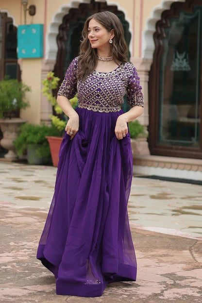 Faux Georgette Readymade Long Gown GW1110546