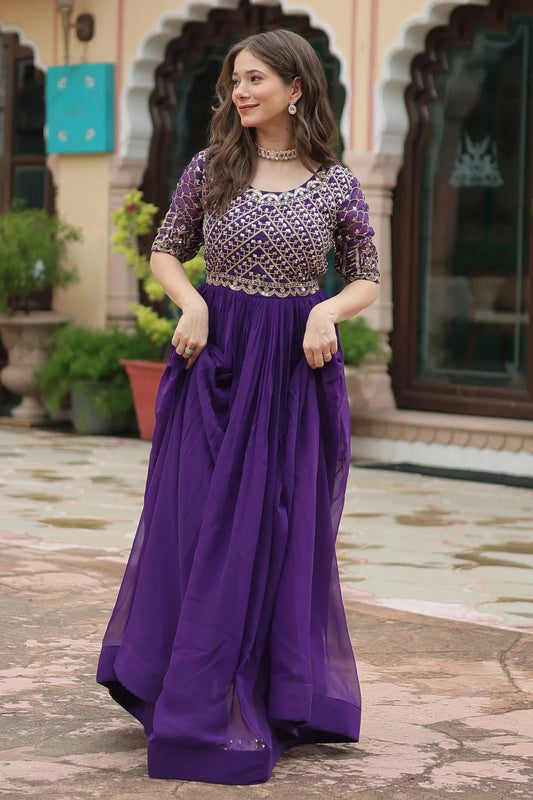 Faux Georgette Readymade Long Gown GW1110546