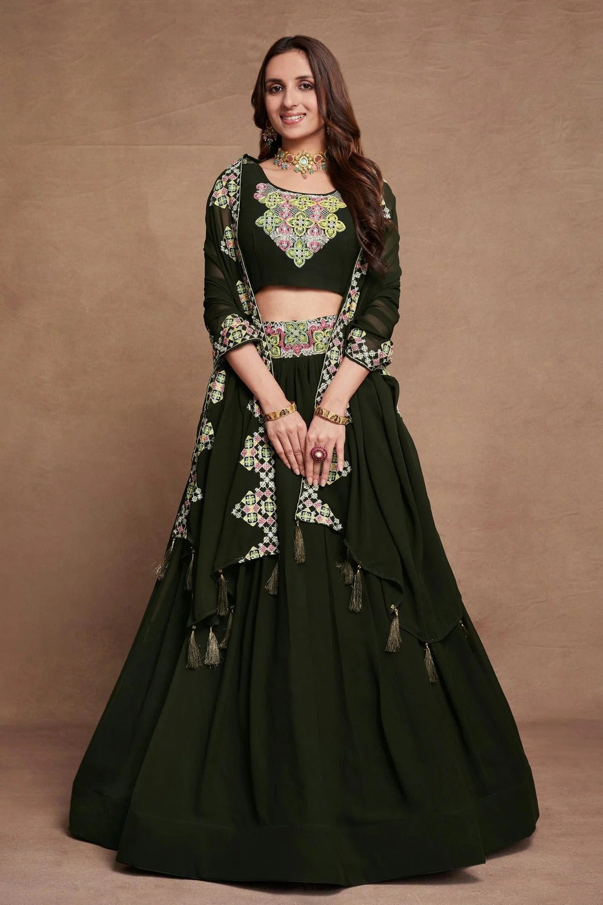 Georgette Designer Lehenga Choli In Green Colour LC1270076 A