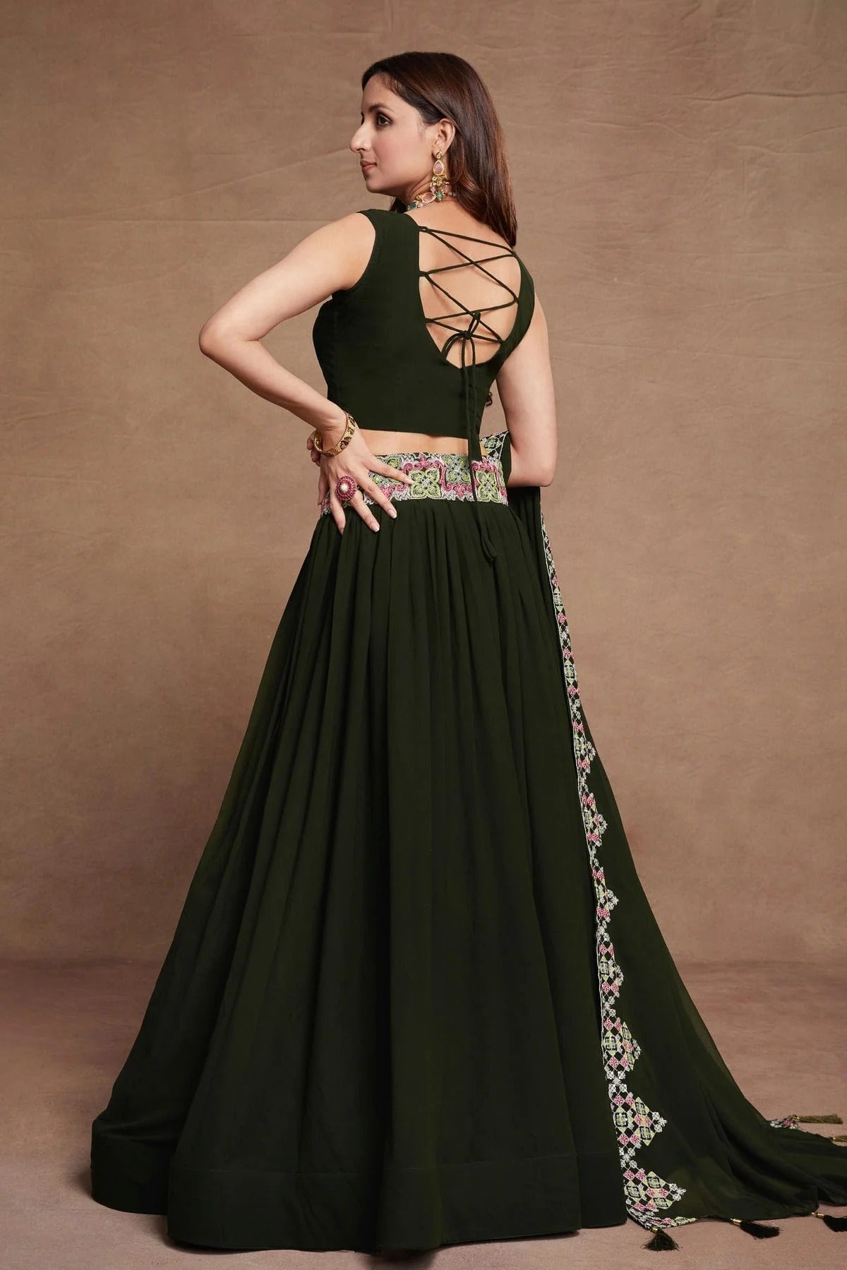 Georgette Designer Lehenga Choli In Green Colour LC1270076 B