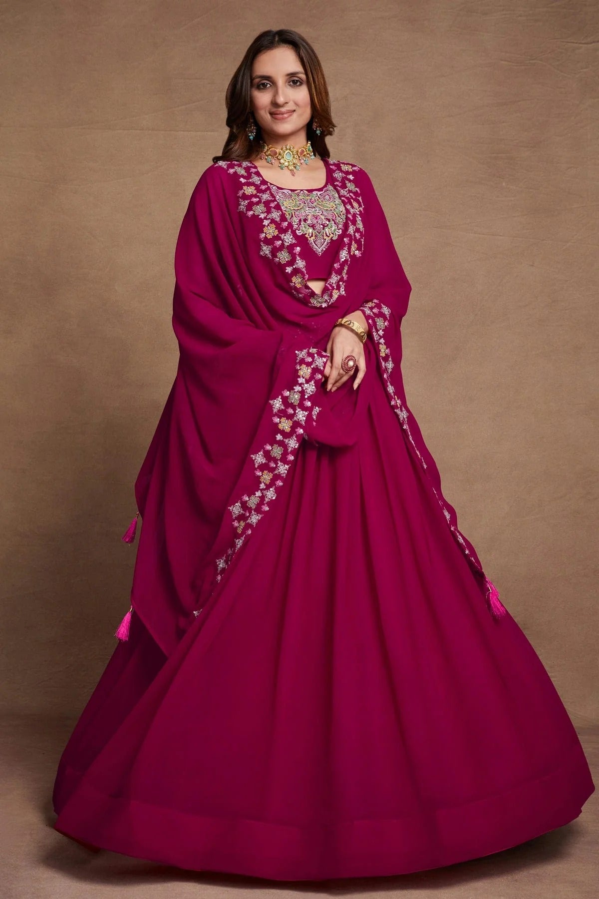 Georgette Designer Lehenga Choli In Magenta Colour LC1270077 A
