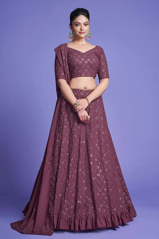 Georgette Designer Lehenga Choli In Muave Colour LC1270093 A