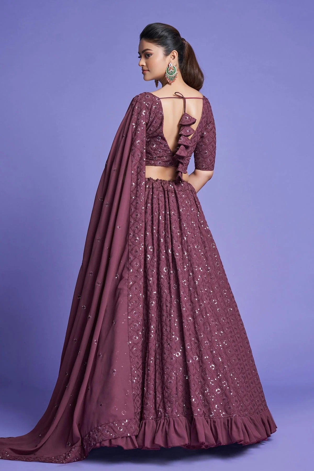 Georgette Designer Lehenga Choli In Muave Colour LC1270093 B