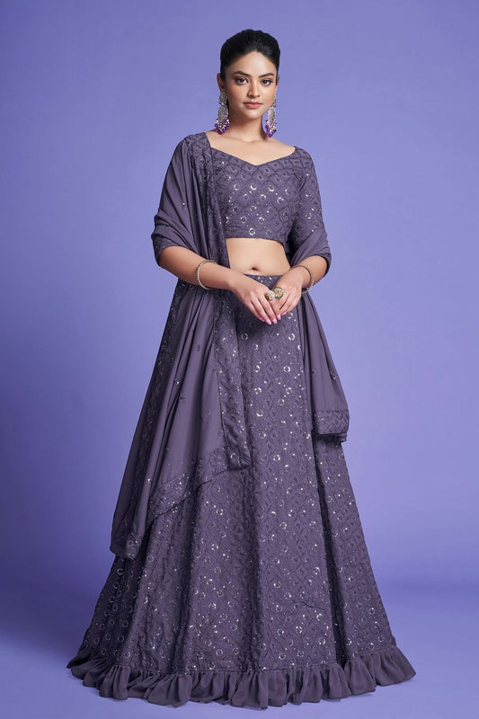 Georgette Designer Lehenga Choli In Purple Colour LC1270092 A