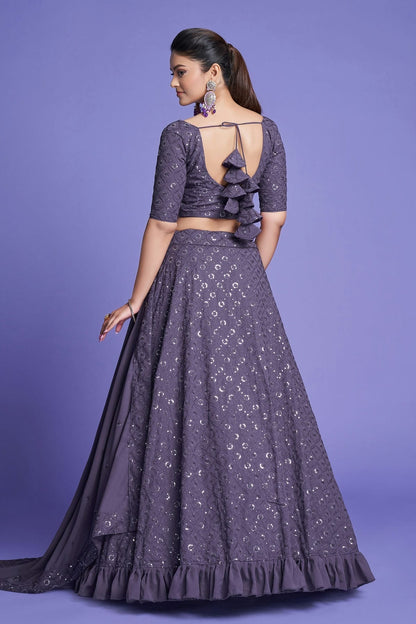 Georgette Designer Lehenga Choli In Purple Colour LC1270092 B