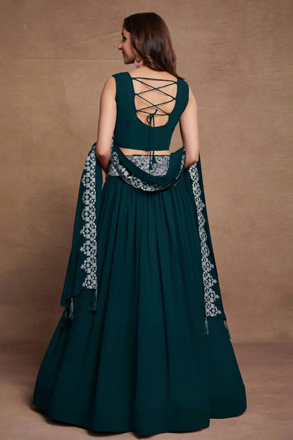 Georgette Designer Lehenga Choli In Teal Blue Colour LC1270080 B